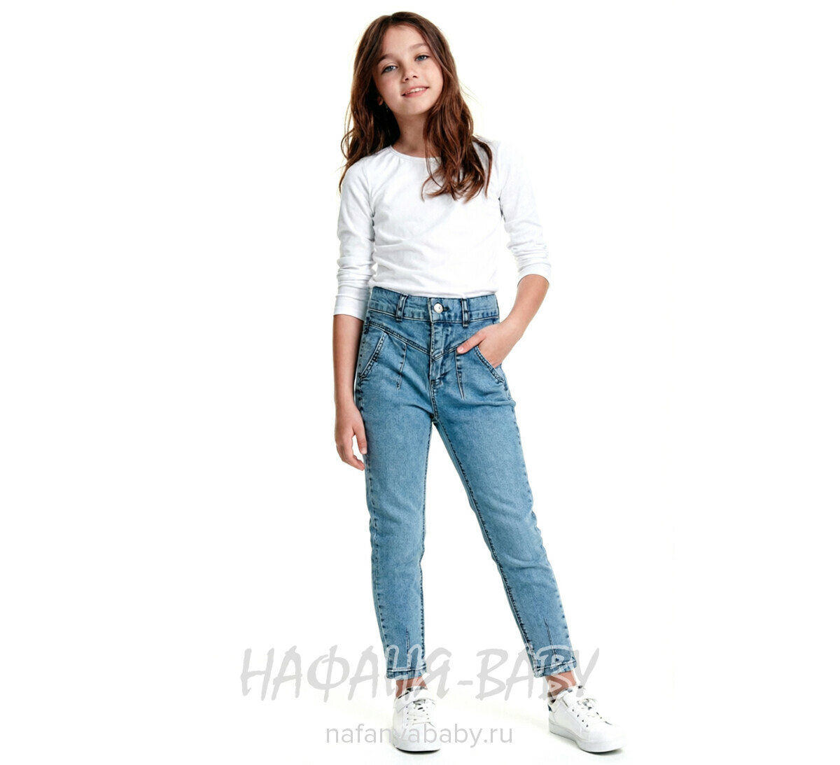 Детские джинсы MIYA арт: 8141-1 для девочки  6-10 лет, цвет синий, оптом Турция