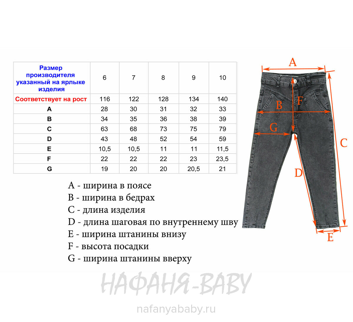 Детские джинсы MIYA арт: 8141 для девочки 6-10 лет, цвет черный, оптом Турция