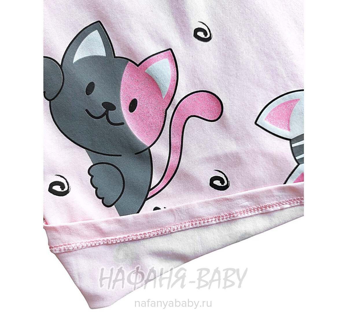 Футболка ОЗОРНЫЕ КОТЯТА BENINI арт: 8591, 1-4 года, 5-9 лет, цвет розовый, оптом Турция