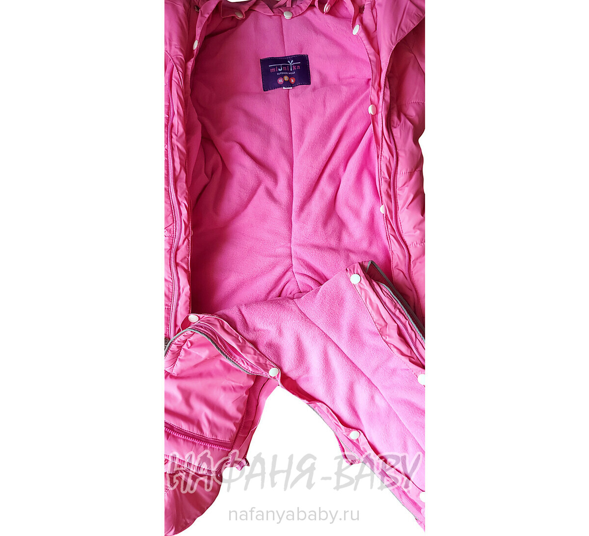 Зимний комбинезон + подстежка + варежки + пинетки MINIKA арт: 8801, 1-4 года, 0-12 мес, цвет розовый, оптом Китай (Пекин)