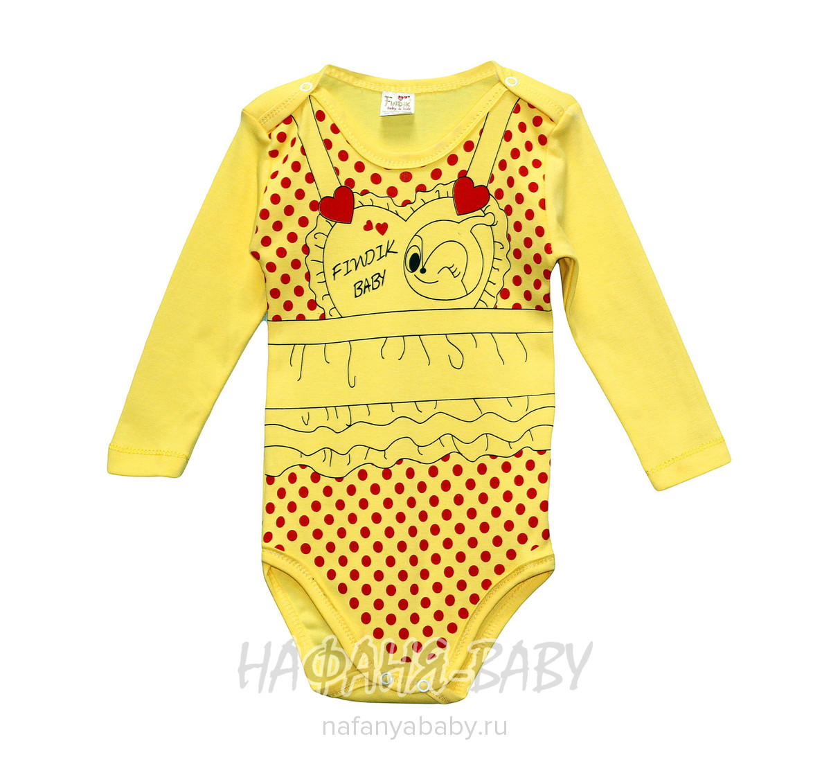 Детские боди для новорожденных FINDIK арт: 12393, 1-4 года, 0-12 мес, цвет желтый, оптом Турция