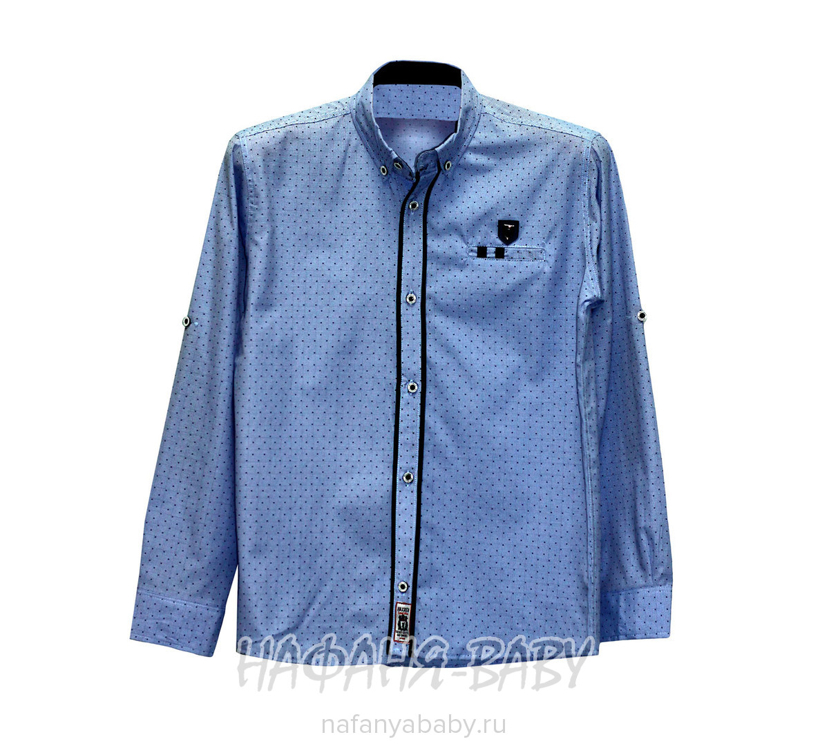 Детская рубашка WAXMEN арт: 5138-1, 10-15 лет, цвет белый в синюю точку, оптом Турция