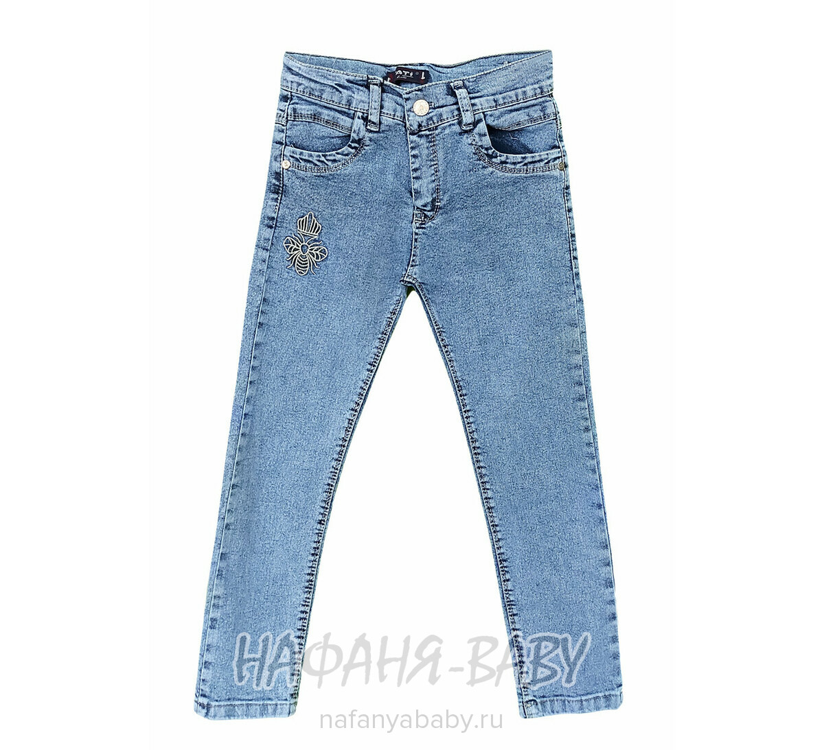 Купить джинсы slim TATI Jeans арт: 9342 для девочки 7-11 лет, цвет синий, оптом Турция