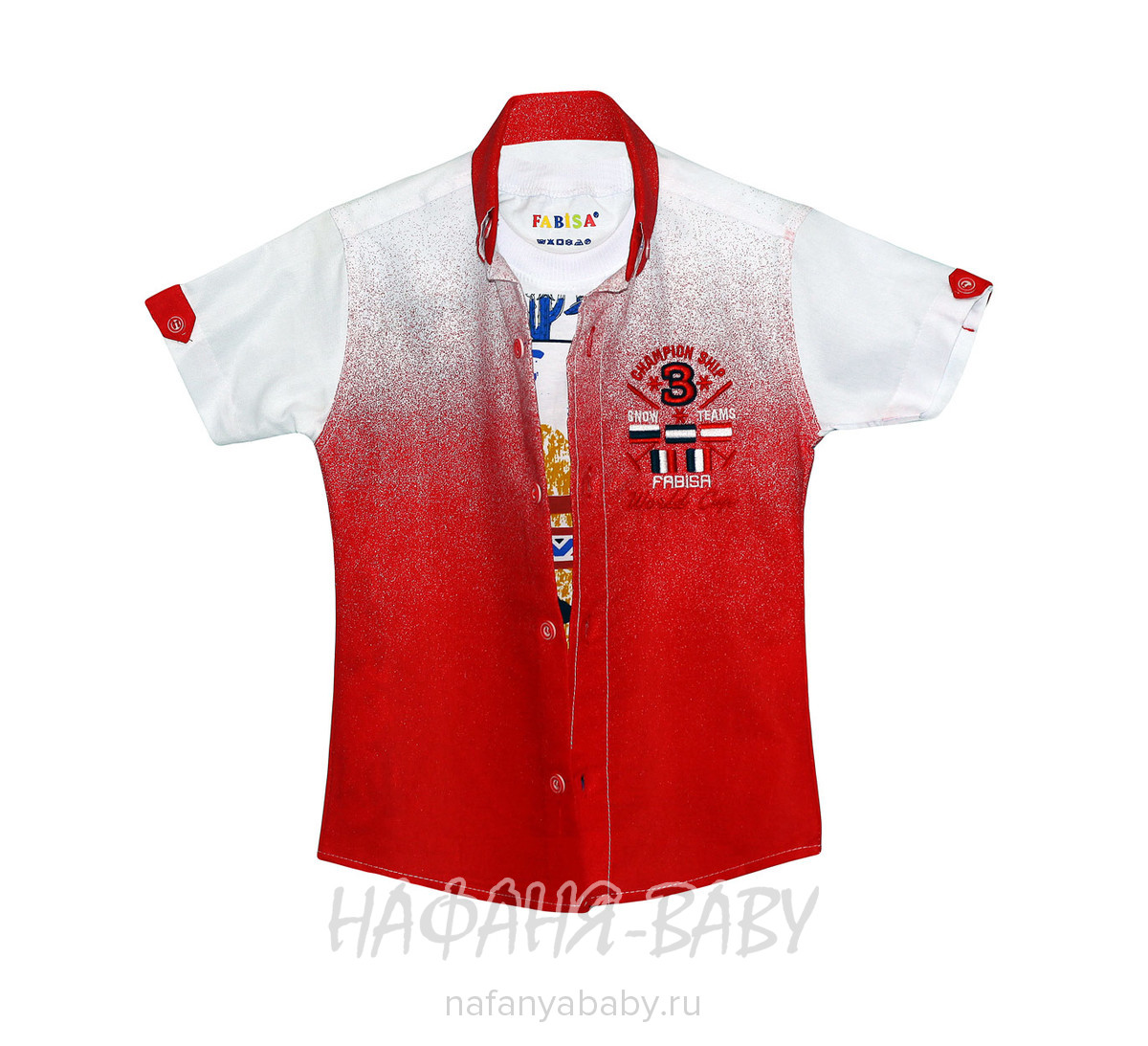 Детская рубашка+майка, артикул 118 9-12 FABISA арт: 118 9-12, цвет красный, оптом Турция